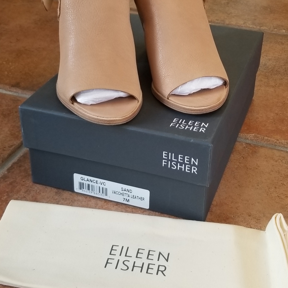 Eileen Fisher Dakota Leather Peep Toe Sandal
